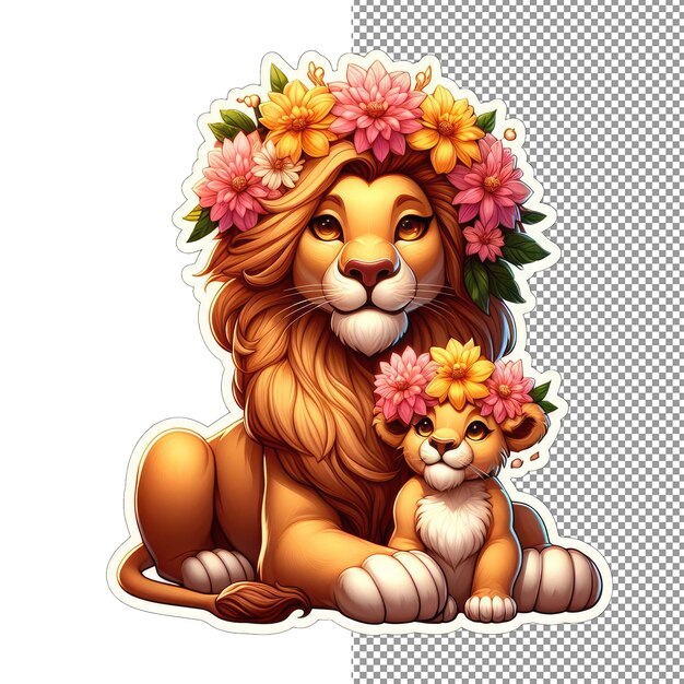 PSD nature's nurture animal mom and baby in floral bliss sticker