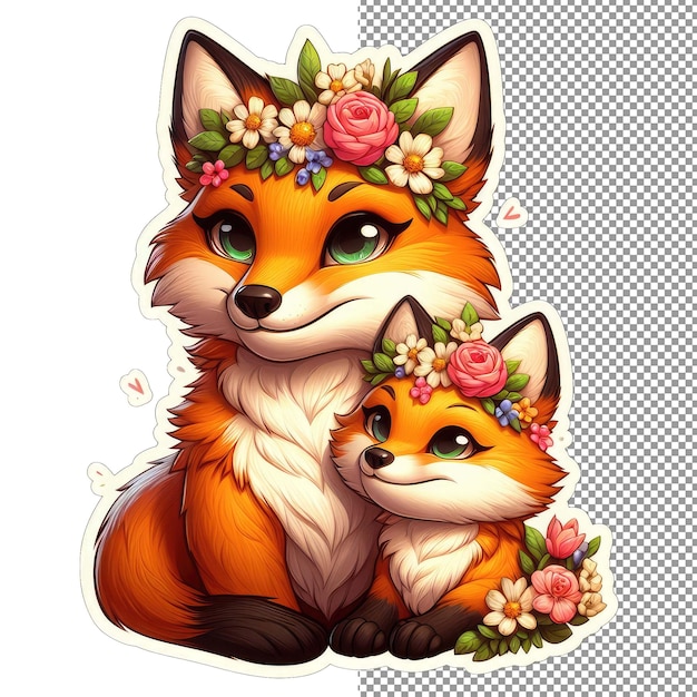 PSD nature's nurture animal mom and baby in floral bliss sticker