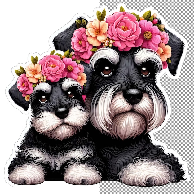 PSD nature's nurture dog mother met jongen in floral bliss sticker