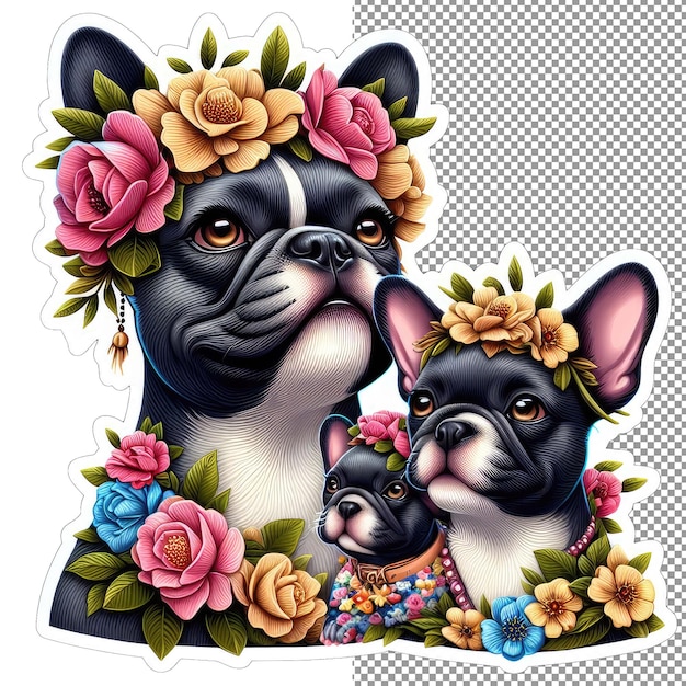 PSD nature's nurture dog mother met jongen in floral bliss sticker