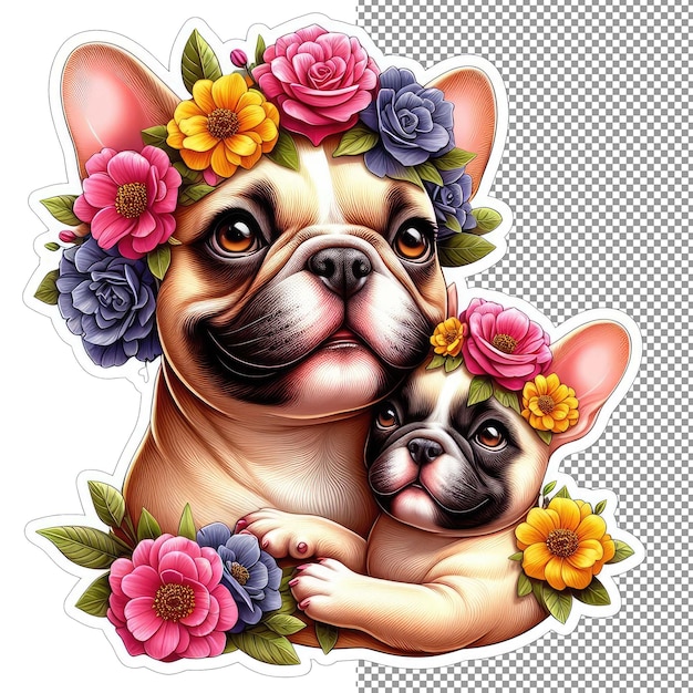 PSD nature's nurture dog mother met jongen in floral bliss sticker