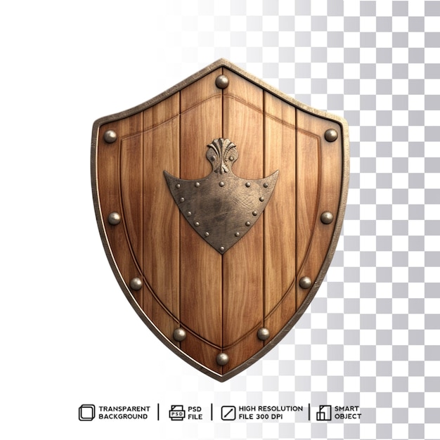 Nature safeguard harmonious blend of art and protection psd wooden shield on transparent isolat
