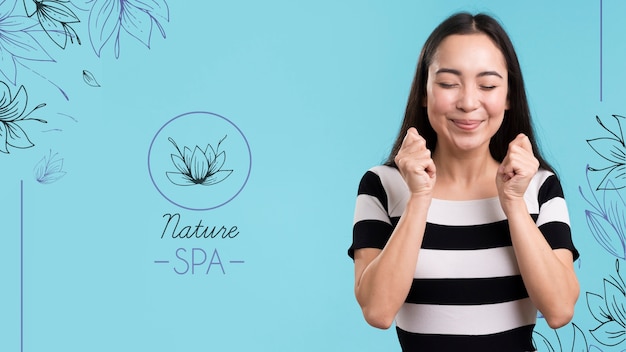 Nature spa mock-up logo en meisje