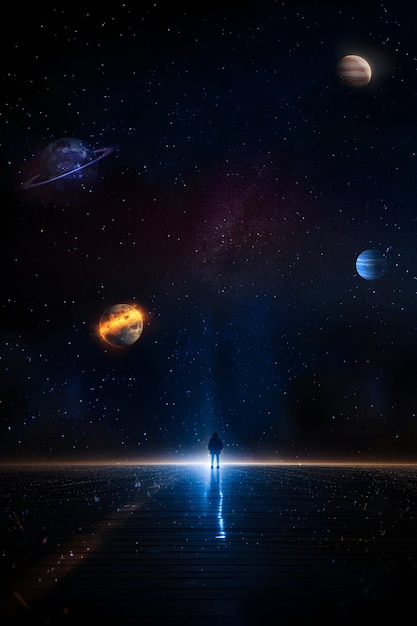 PSD nature wallpaper with some planets and galaxy photography