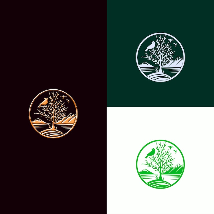 PSD nature and wildlife award badge logo with tree and bird for creative and unique vector designs