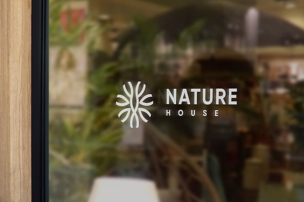 Nature window sign logo mockup