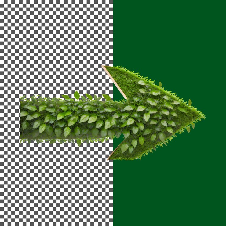 PSD natureinspired arrow leafy green direction sign on transparent background png psd