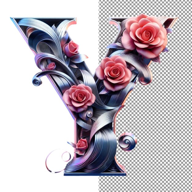 PSD natures alphabet 3d letters gecreëerd met elegante swirl bladeren op png