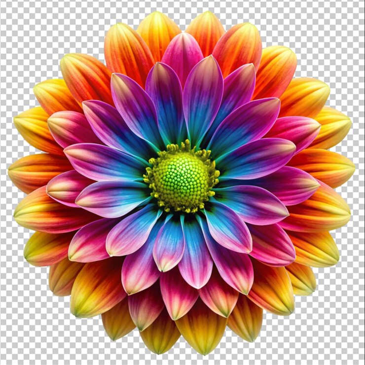 PSD natures beauty captured in colorful flower isolated on white background