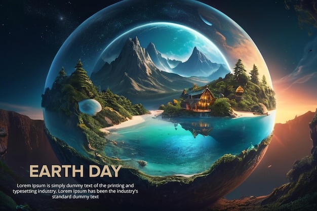 PSD natures tribute earth day banner in psd