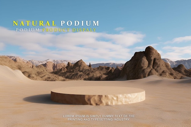 Naturlig scene med podie til fremvisning af produkter – mockup til produktpræsentation