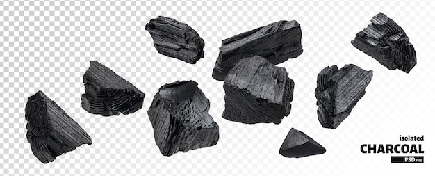 Naturlig trekull isolert på hvit bakgrunn