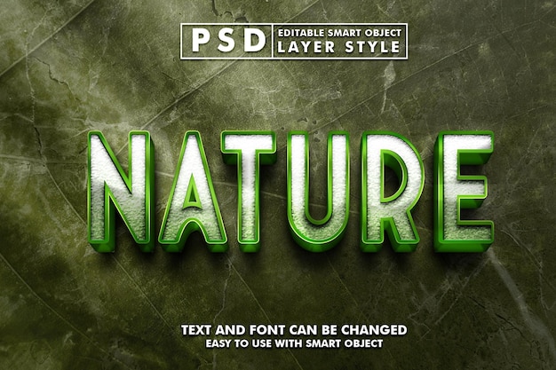 Natuur 3d realistisch teksteffect premium psd