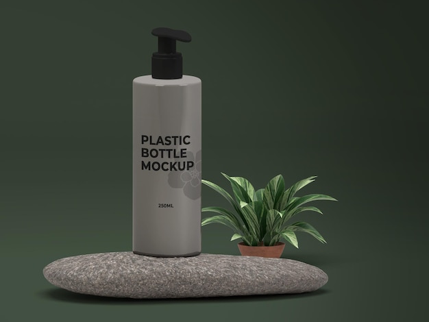 Natuur cosmetische plastic fles mockup ontwerp psd