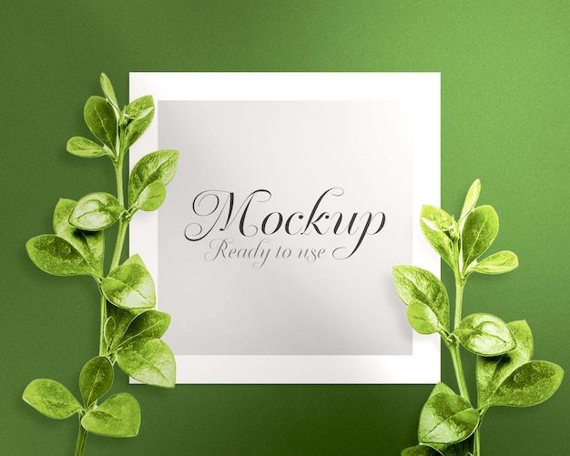 PSD natuur mockup papier met blad