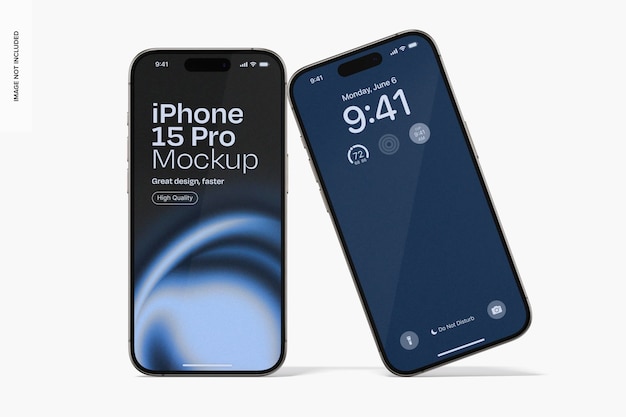 Natuurlijk titanium iphone 15 pro mockup front view