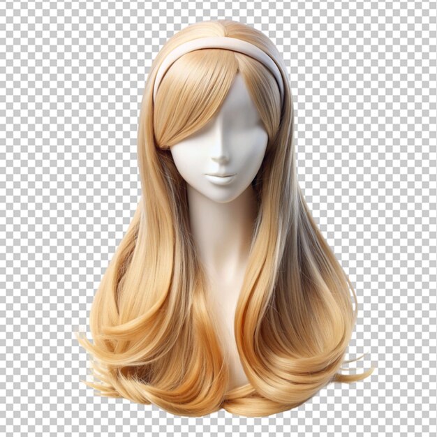 PSD natuurlijke blonde wig met haarband op doorzichtige achtergrond