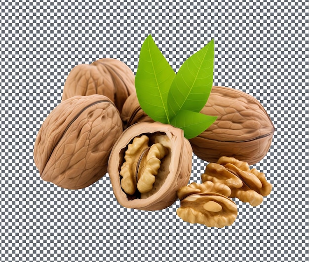 Natuurlijke en verse walnoot geïsoleerd op transparante achtergrond