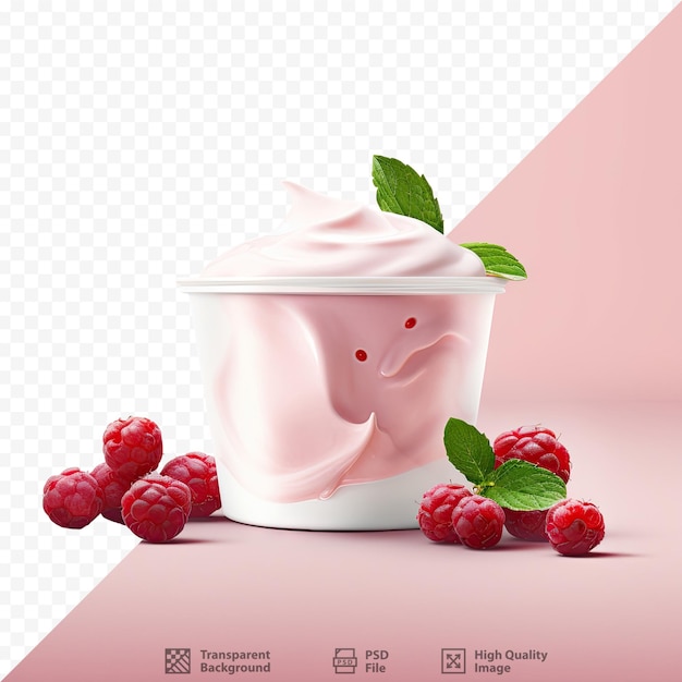 Natuurlijke yoghurtverpakking met cranberrysmaak en hyperrealistische mockup