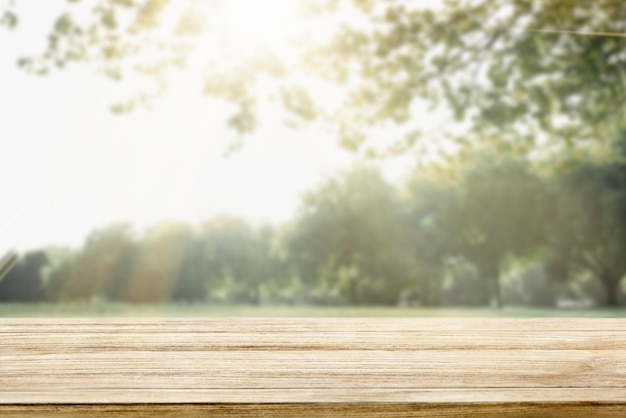 Natuurproduct achtergrond mockup psd groene bomen en zonlicht