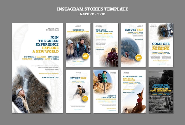 Natuurreis instagram verhalen sjabloon