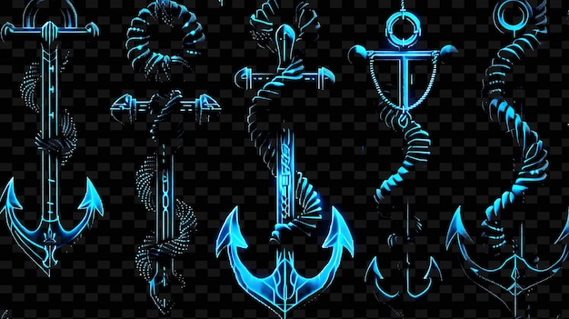 PSD nautical themed trellises pixel art with anchors ropes and s creative texture y2k neon item designs