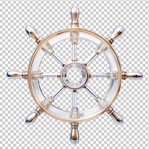 Nautical Wheel 3d Rendering Silver Style Isolated On White Background