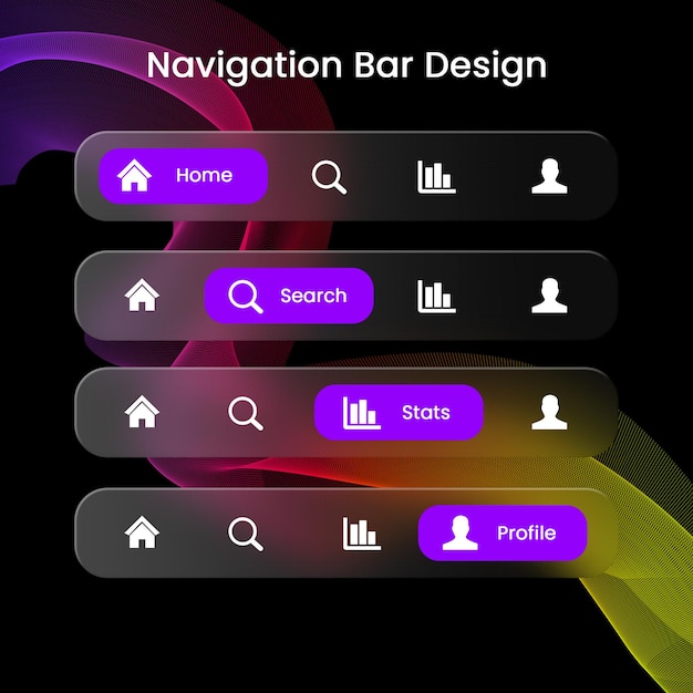 navigatiebalk glasmorfisme ui ontwerp