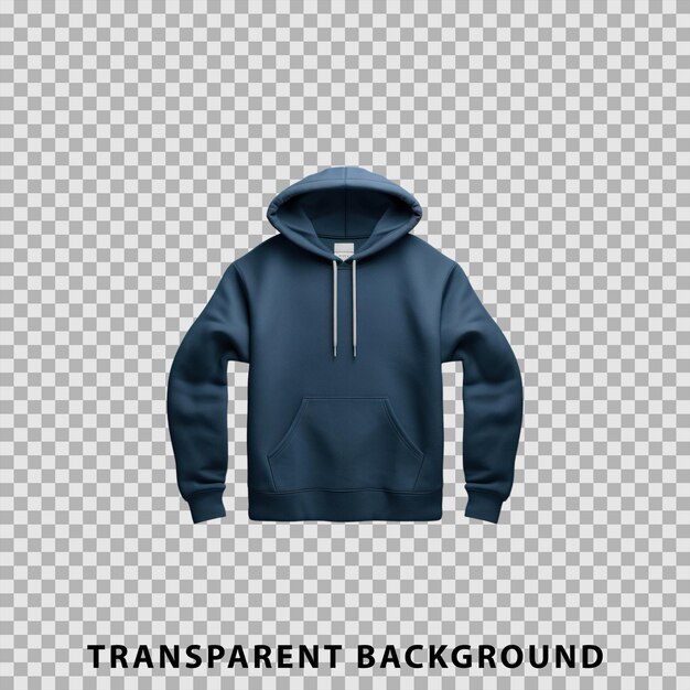 Navy hoodie mockup isolated on transparent background