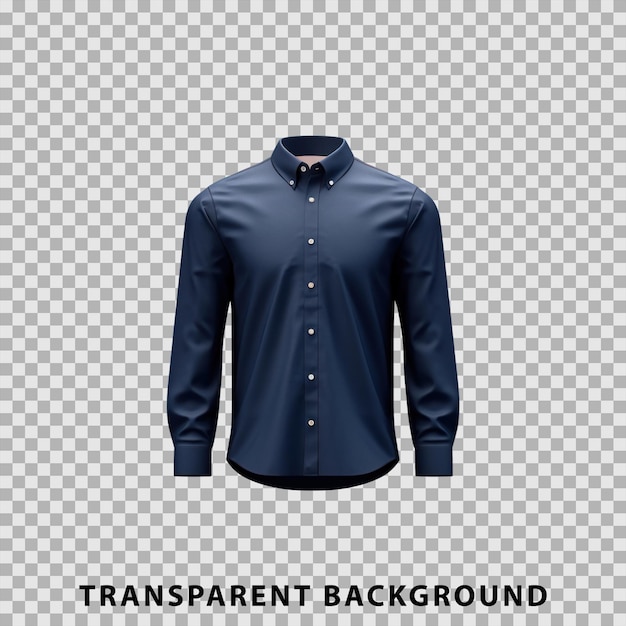 PSD navy long sleeve shirt mockup isolated on transparent background