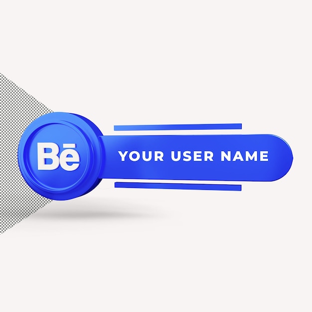 Nazwa użytkownika ikony Behance umieszczająca renderowanie 3D