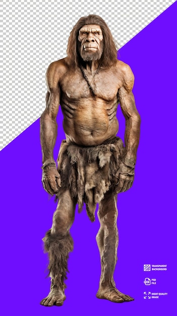 Neanderthaler full body foto transparante achtergrond