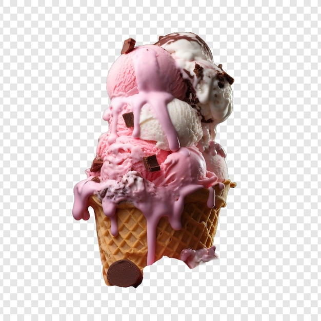 PSD neapolitan ice cream isolated on transparent background