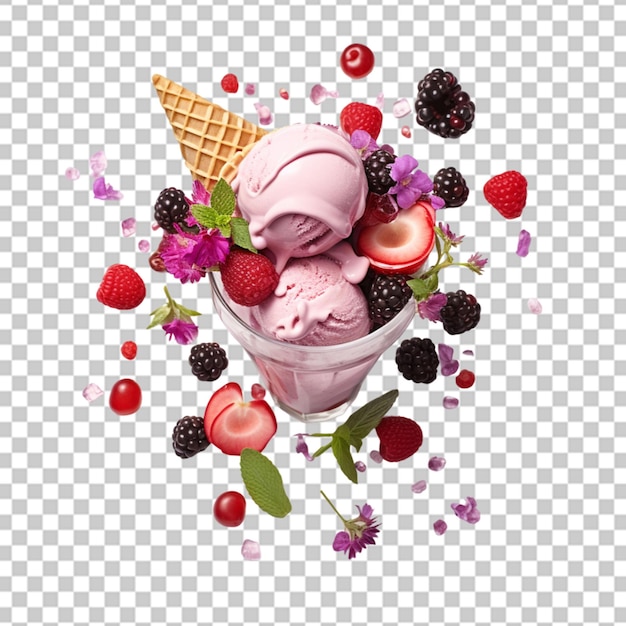 PSD neapolitan ice cream isolated on transparent background