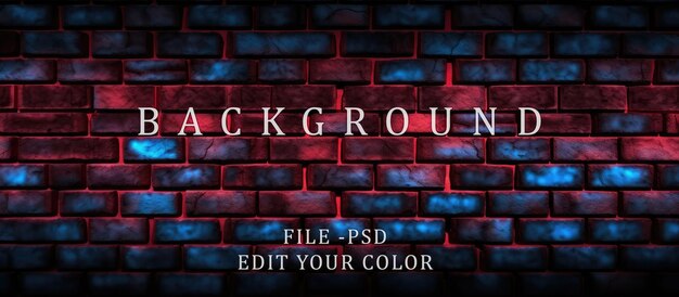 PSD neat brick wall background neon light abstract