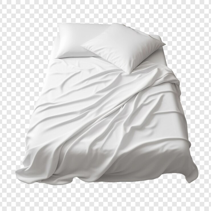 PSD neat and clean bedsheet isolated on transparent background