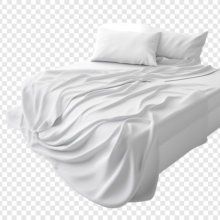 PSD neat and clean bedsheet isolated on transparent background