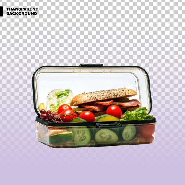 PSD neat lunch box isolated on transparent background