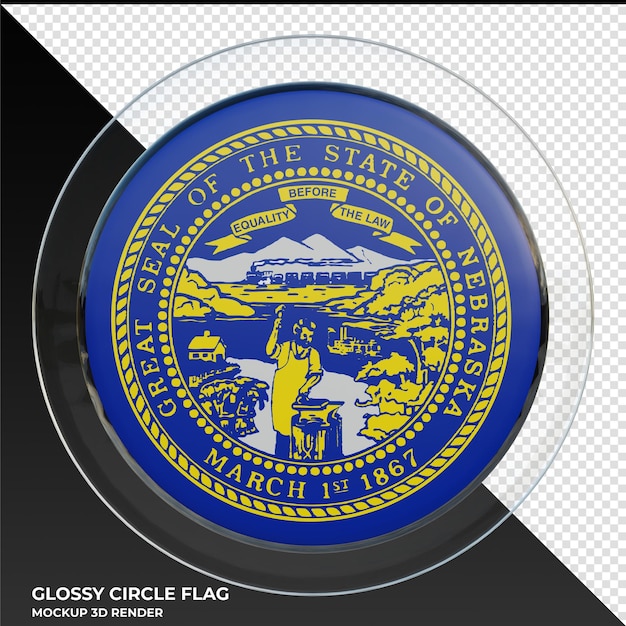 Nebraska Realistic 3d textured glossy circle flag