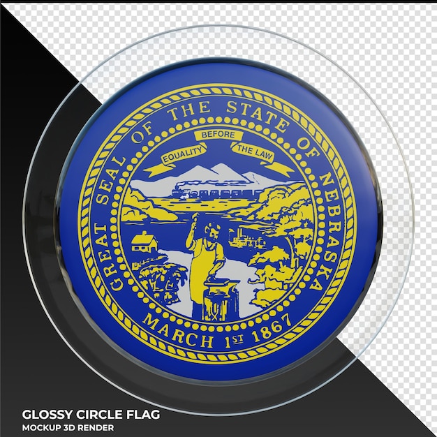 PSD nebraska realistic 3d textured glossy circle flag