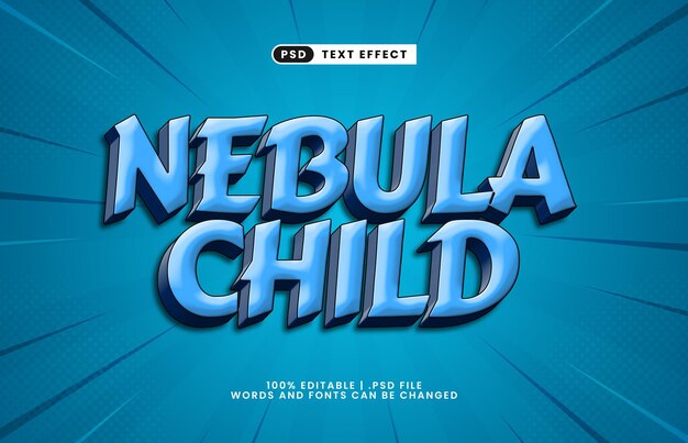nebula child editable text effect with alien and game text style