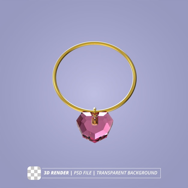 PSD necklace diamond heart 3d render