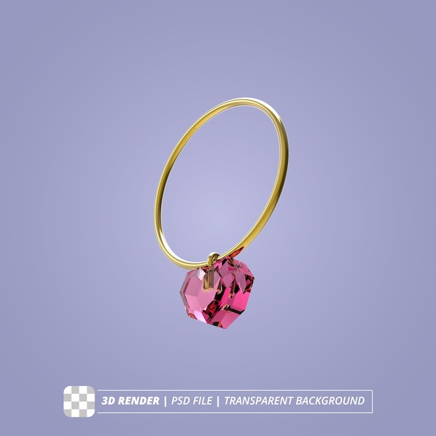 Necklace diamond heart 3d render