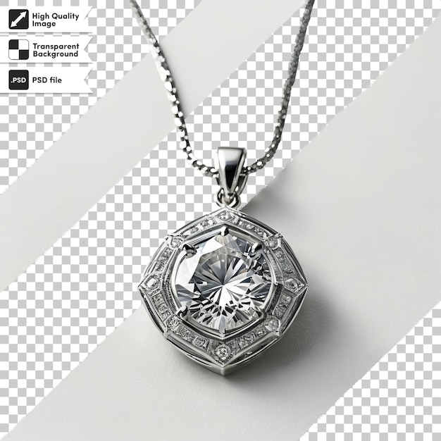 A necklace with a diamond and a picture of a diamond