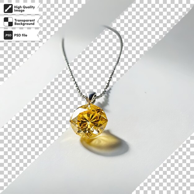 PSD a necklace with a gold flower on it is displayed on a white background