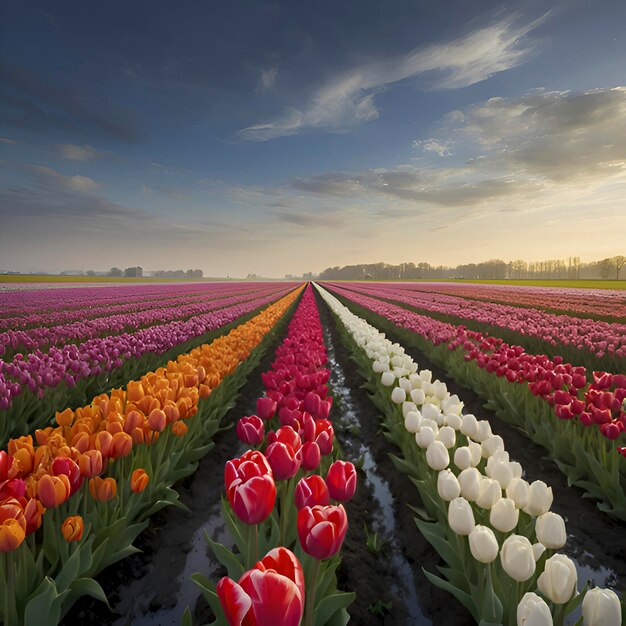 PSD nederlandse landelijke tulpenvelden landelijk landschap