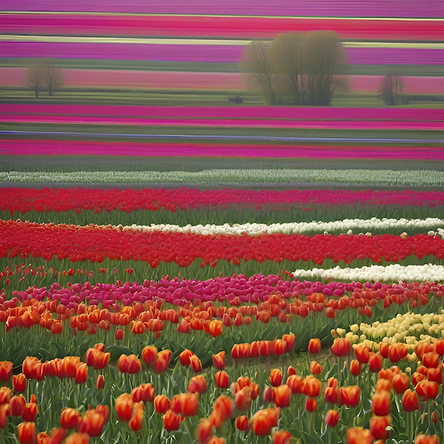 PSD nederlandse landelijke tulpenvelden landelijk landschap