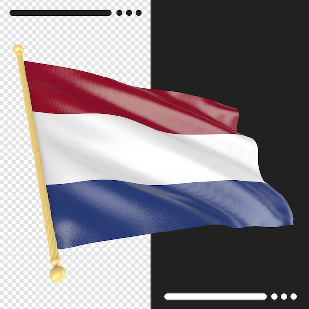 PSD nederlandse vlag in 3d-rendering geïsoleerd