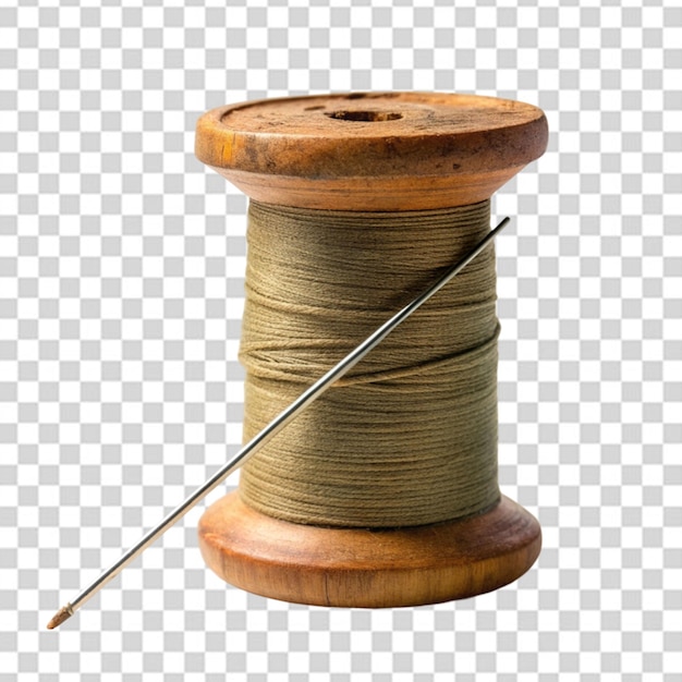 Needle and colorful thread on transparent background