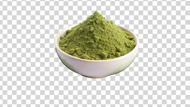 Neem leaves powder in a bowl isolated on transparent background